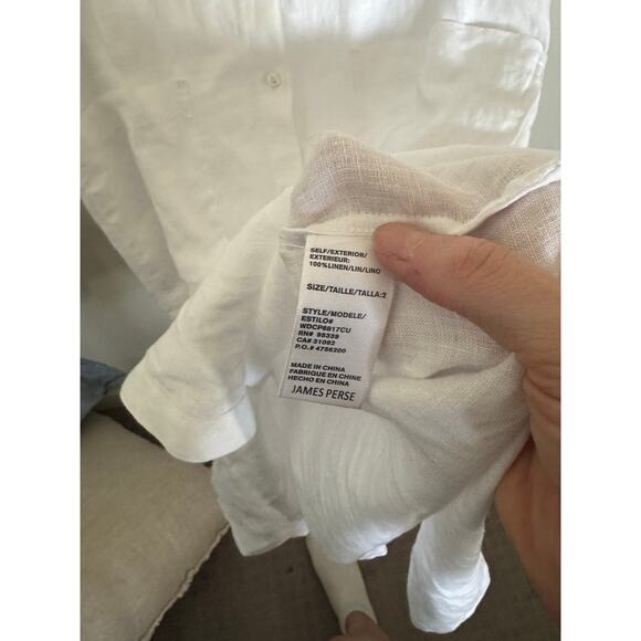 NWOT Women’s James Perse Linen Shirtdress in White SZ 2 / US M - Picture 5 of 6